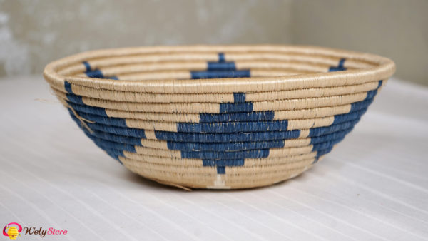 Panier tissé africain- Bleu beige- Large