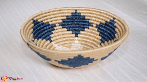 Panier tissé africain- Bleu beige- Large