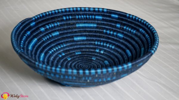Panier tissé africain- Bleu - Large