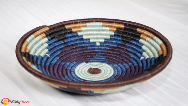 Panier tissé africain- Bleu – Large