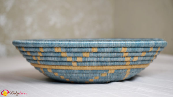 Panier tissé africain- Bleu doré – Large