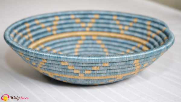 Panier tissé africain- Bleu doré – Large