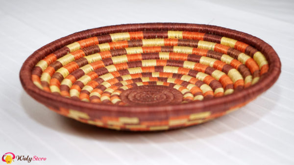 Panier tissé africain- Marron orange– Large
