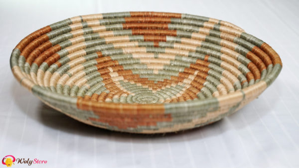 Panier tissé africain- Marron gris vert– Large