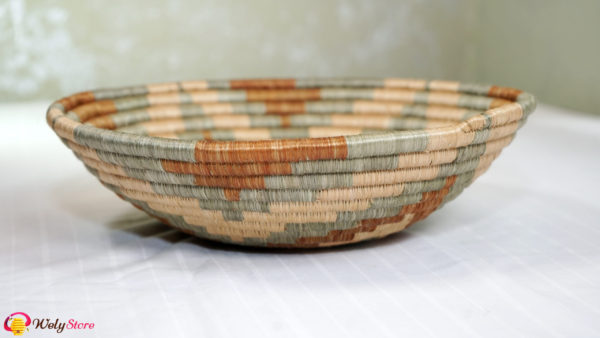 Panier tissé africain- Marron gris vert– Large