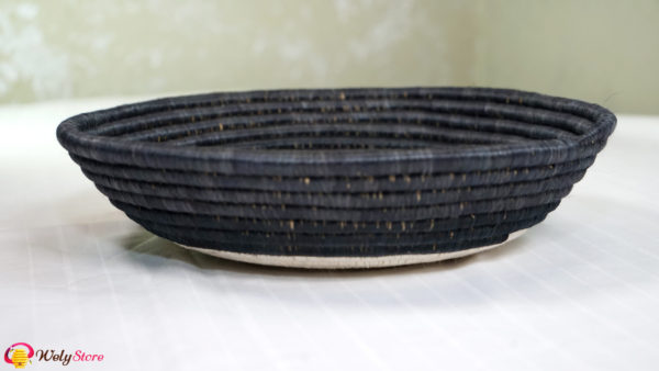 Panier tissé africain- Noir blanc – Large