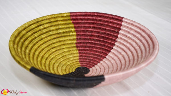 Panier tissé africain- Vert rose– Large