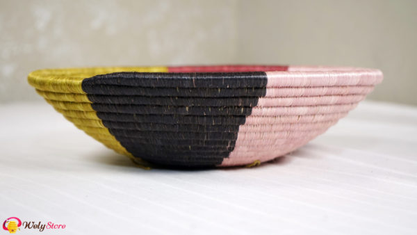 Panier tissé africain- Vert rose– Large