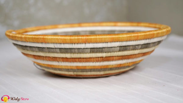 Panier tissé africain- Jaune gris– Large