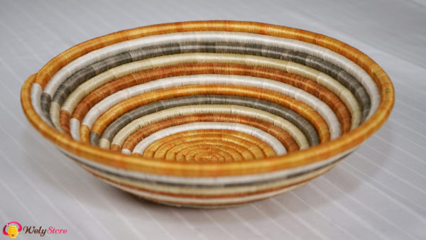 Panier tissé africain- Jaune gris– Large