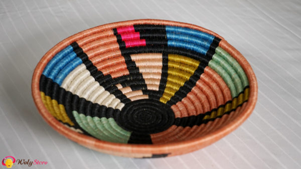 Panier tissé africain- Corail – Large