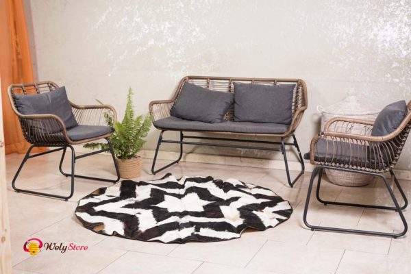 Tapis en cuir-Noir Blanc